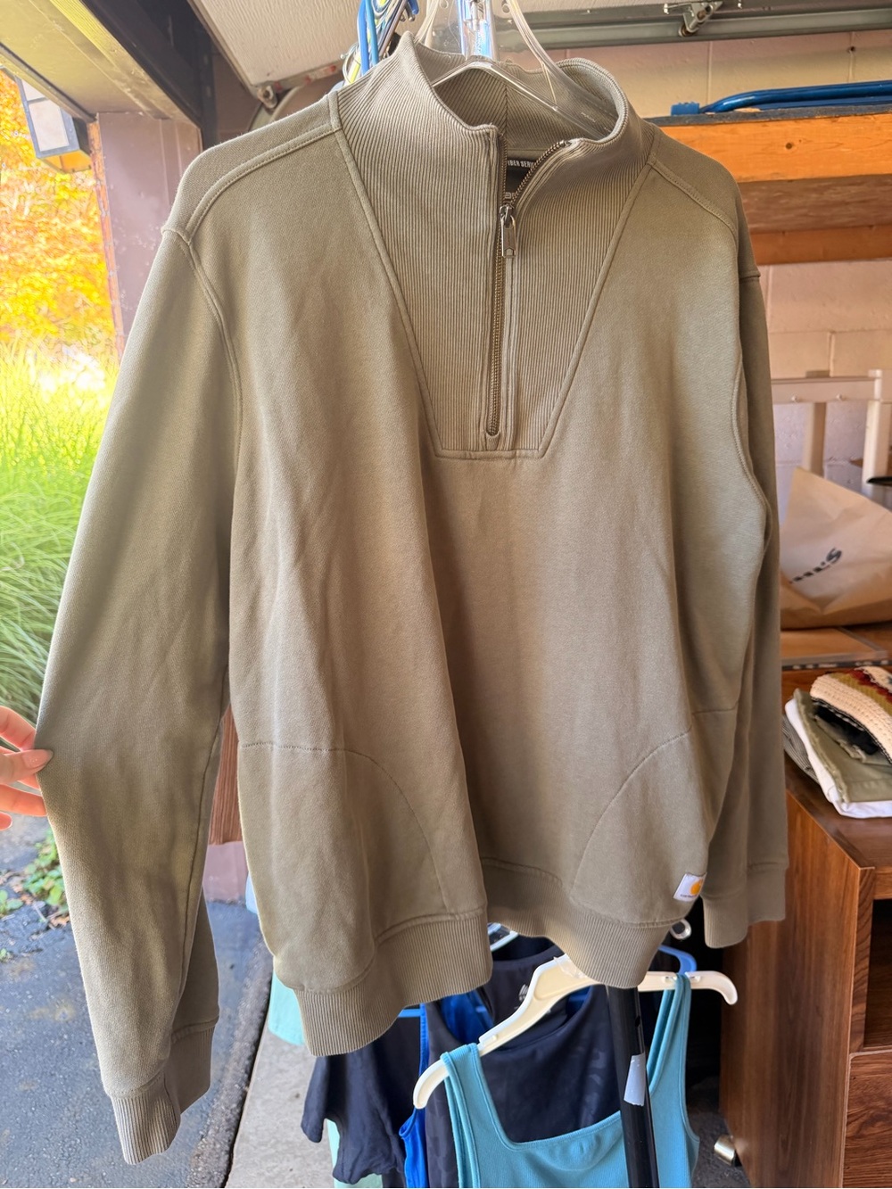 Carhartt Olive Green Men's Quarter-Zip Pullover